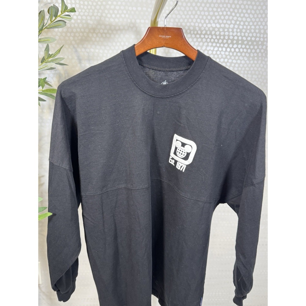 Disney Walt Disney World Spirit Jersey Black Spell Out Pullover Sz Small